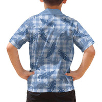 Blue Palaka Hawaii Palapalai Family Matching Short Sleeve Bodycon Dress and Hawaiian Shirt Hawaiian Fern - Polynesian Pride