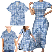 Blue Palaka Hawaii Palapalai Family Matching Short Sleeve Bodycon Dress and Hawaiian Shirt Hawaiian Fern - Polynesian Pride