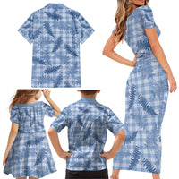 Blue Palaka Hawaii Palapalai Family Matching Short Sleeve Bodycon Dress and Hawaiian Shirt Hawaiian Fern - Polynesian Pride