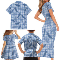 Blue Palaka Hawaii Palapalai Family Matching Short Sleeve Bodycon Dress and Hawaiian Shirt Hawaiian Fern - Polynesian Pride
