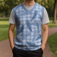 Blue Palaka Hawaii Palapalai Christmas Knitted V-Neck Vest Hawaiian Fern - Polynesian Pride