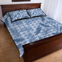 Blue Palaka Hawaii Palapalai Quilt Bed Set Hawaiian Fern - Polynesian Pride