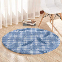 Blue Palaka Hawaii Palapalai Round Carpet Hawaiian Fern - Polynesian Pride