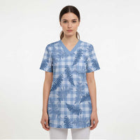 Blue Palaka Hawaii Palapalai Scrub Top Hawaiian Fern - Polynesian Pride