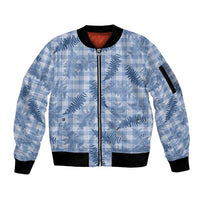 Blue Palaka Hawaii Palapalai Sleeve Zip Bomber Jacket Hawaiian Fern LT14 Unisex Blue - Polynesian Pride