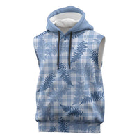 Blue Palaka Hawaii Palapalai Sleeveless Hoodie Hawaiian Fern - Polynesian Pride