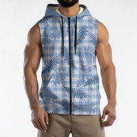 Blue Palaka Hawaii Palapalai Sleeveless Zip Hoodie Hawaiian Fern - Polynesian Pride