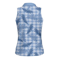 Blue Palaka Hawaii Palapalai Women Sleeveless Polo Shirt Hawaiian Fern - Polynesian Pride