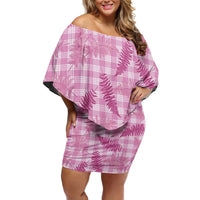 Purple Palaka Hawaii Palapalai Off Shoulder Short Dress Hawaiian Fern - Polynesian Pride