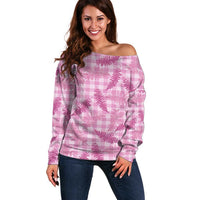 Purple Palaka Hawaii Palapalai Off Shoulder Sweater Hawaiian Fern LT14 Women Purple - Polynesian Pride