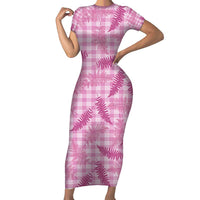 Purple Palaka Hawaii Palapalai Short Sleeve Bodycon Dress Hawaiian Fern - Polynesian Pride