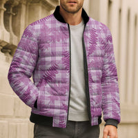 Pink Palaka Hawaii Palapalai Bomber Puffer Jacket Hawaiian Fern - Polynesian Pride