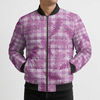 Pink Palaka Hawaii Palapalai Bomber Puffer Jacket Hawaiian Fern - Polynesian Pride