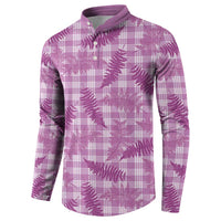 Pink Palaka Hawaii Palapalai Button Sweatshirt Hawaiian Fern - Polynesian Pride