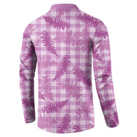 Pink Palaka Hawaii Palapalai Button Sweatshirt Hawaiian Fern - Polynesian Pride