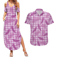Pink Palaka Hawaii Palapalai Couples Matching Summer Maxi Dress and Hawaiian Shirt Hawaiian Fern - Polynesian Pride