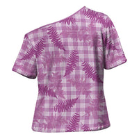 Pink Palaka Hawaii Palapalai Cross Shoulder Shirt Hawaiian Fern LT14 - Polynesian Pride