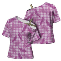 Pink Palaka Hawaii Palapalai Cross Shoulder Shirt Hawaiian Fern LT14 - Polynesian Pride