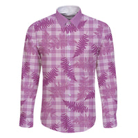 Pink Palaka Hawaii Palapalai Family Matching Off The Shoulder Long Sleeve Dress and Hawaiian Shirt Hawaiian Fern - Polynesian Pride