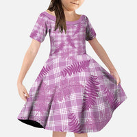 Pink Palaka Hawaii Palapalai Family Matching Summer Maxi Dress and Hawaiian Shirt Hawaiian Fern LT14 Daughter's Dress Pink - Polynesian Pride