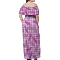 Pink Palaka Hawaii Palapalai Off Shoulder Maxi Dress Hawaiian Fern - Polynesian Pride