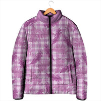 Pink Palaka Hawaii Palapalai Padded Jacket Hawaiian Fern - Polynesian Pride