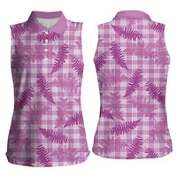Pink Palaka Hawaii Palapalai Women Sleeveless Polo Shirt Hawaiian Fern - Polynesian Pride