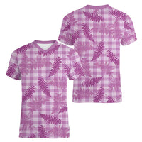 Pink Palaka Hawaii Palapalai Women V-Neck T-Shirt Hawaiian Fern - Polynesian Pride