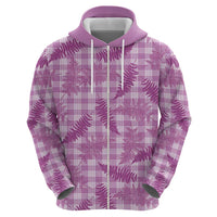 Pink Palaka Hawaii Palapalai Zip Hoodie Hawaiian Fern - Polynesian Pride