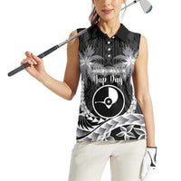 FSM Yap Day Women Sleeveless Polo Shirt 2025 Wa'ab Micronesia Black Color