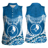 FSM Yap Day Women Sleeveless Polo Shirt 2025 Wa'ab Micronesia Flag Color