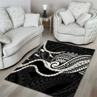 Aloha Hawaii Kalo Pikake Lei Area Rug Chest Tattoo Black Hawaiian Pattern