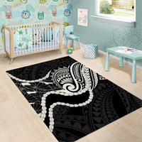 Aloha Hawaii Kalo Pikake Lei Area Rug Chest Tattoo Black Hawaiian Pattern