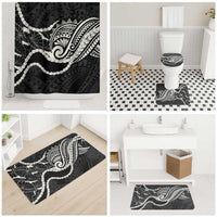 Aloha Hawaii Kalo Pikake Lei Bathroom Set Chest Tattoo Black Hawaiian Pattern