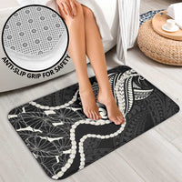 Aloha Hawaii Kalo Pikake Lei Bathroom Set Chest Tattoo Black Hawaiian Pattern