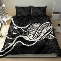 Aloha Hawaii Kalo Pikake Lei Bedding Set Chest Tattoo Black Hawaiian Pattern
