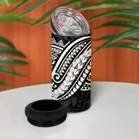 Aloha Hawaii Kalo Pikake Lei 4 in 1 Can Cooler Tumbler Chest Tattoo Black Hawaiian Pattern LT14 - Polynesian Pride