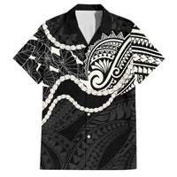 Aloha Hawaii Kalo Pikake Lei Family Matching Short Sleeve Bodycon Dress and Hawaiian Shirt Chest Tattoo Black Hawaiian Pattern