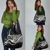 Aloha Hawaii Kalo Pikake Lei Grocery Bag Chest Tattoo Black Hawaiian Pattern