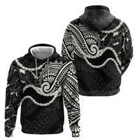 Aloha Hawaii Kalo Pikake Lei Hoodie Chest Tattoo Black Hawaiian Pattern LT14 - Polynesian Pride