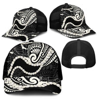 Aloha Hawaii Kalo Pikake Lei Mesh Trucker Cap Chest Tattoo Black Hawaiian Pattern