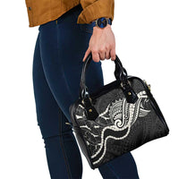 Aloha Hawaii Kalo Pikake Lei Shoulder Handbag Chest Tattoo Black Hawaiian Pattern LT14 - Polynesian Pride