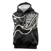 Aloha Hawaii Kalo Pikake Lei Sleeveless Zip Hoodie Chest Tattoo Black Hawaiian Pattern LT14 Black - Polynesian Pride