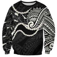 Aloha Hawaii Kalo Pikake Lei Sweatshirt Chest Tattoo Black Hawaiian Pattern LT14 Unisex Black - Polynesian Pride