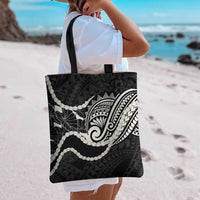 Aloha Hawaii Kalo Pikake Lei Tote Bag Chest Tattoo Black Hawaiian Pattern