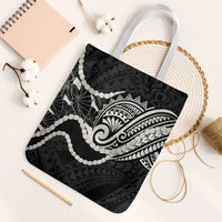 Aloha Hawaii Kalo Pikake Lei Tote Bag Chest Tattoo Black Hawaiian Pattern