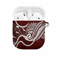 Aloha Hawaii Kalo Pikake Lei AirPods Case Chest Tattoo Oxblood Hawaiian Pattern LT14 Oxblood - Polynesian Pride