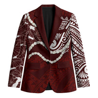Aloha Hawaii Kalo Pikake Lei Blazer Chest Tattoo Oxblood Hawaiian Pattern