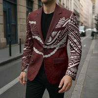 Aloha Hawaii Kalo Pikake Lei Blazer Chest Tattoo Oxblood Hawaiian Pattern
