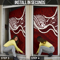 Aloha Hawaii Kalo Pikake Lei Door Cover Chest Tattoo Oxblood Hawaiian Pattern